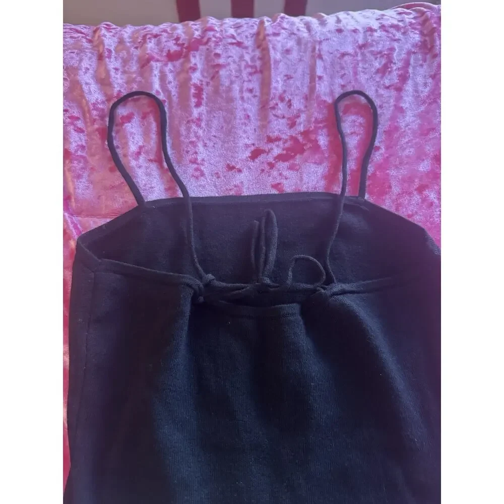 NWT Commense Black Midi Dress Ribbed Bubble Hem Women's Small Tank Top - Picture 9 of 9